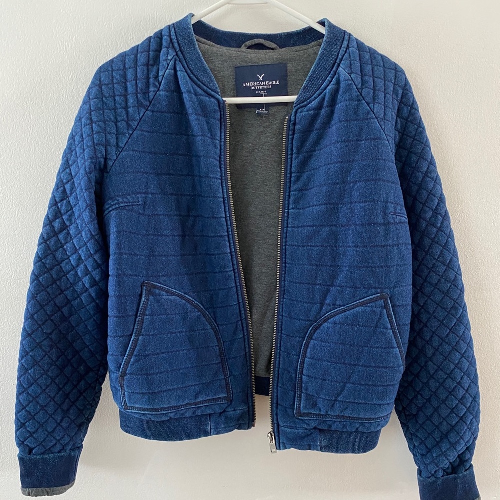 American Eagle quilted denim jean jacket